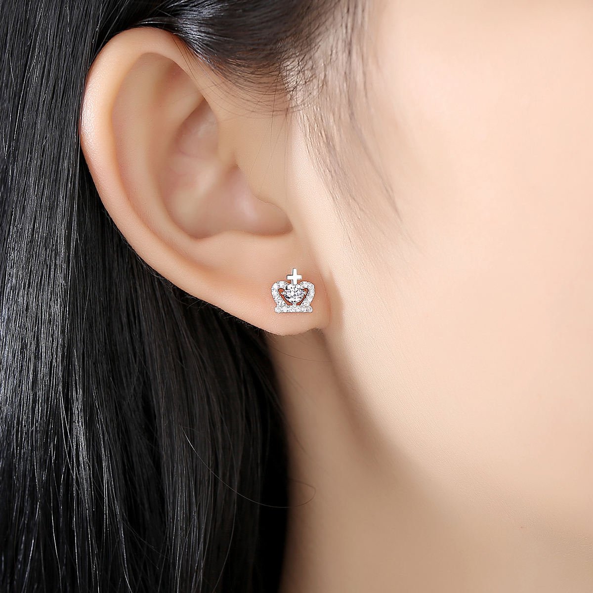 Pendientes estilo corona, en Plata 925 con baño de Oro Rosa - Aurora Boré