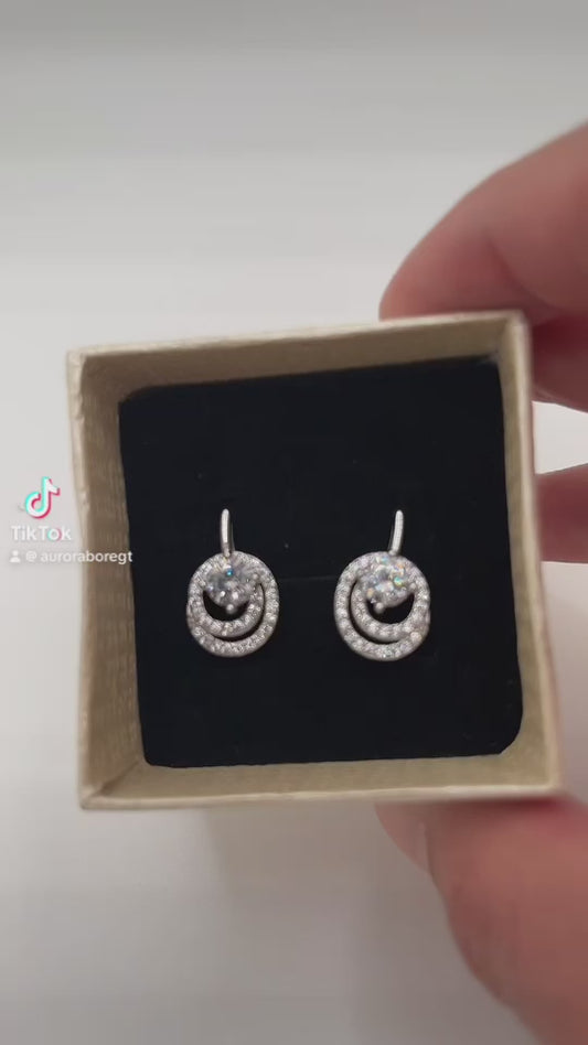 Aretes estilo Halo, material Plata 925 y Zirconias