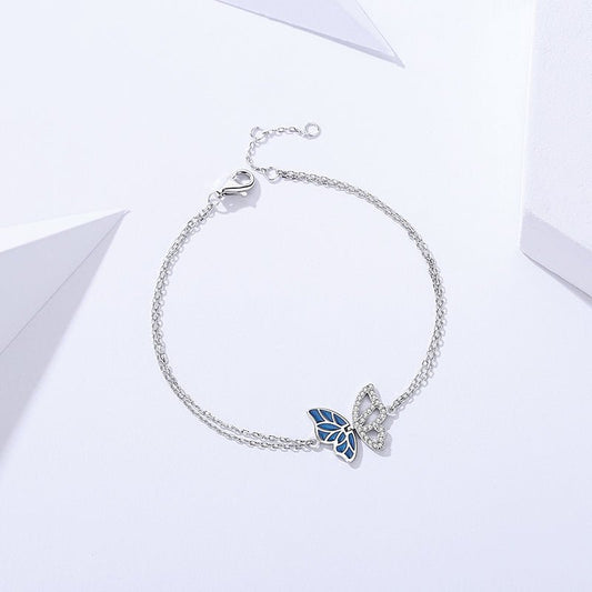 Pulsera Alas de Mariposa en Plata 925 – Esmalte Azul y Zirconias - Aurora Boré