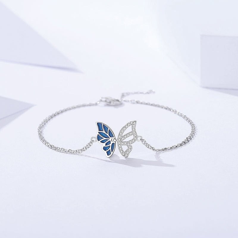 Pulsera Alas de Mariposa en Plata 925 – Esmalte Azul y Zirconias - Aurora Boré