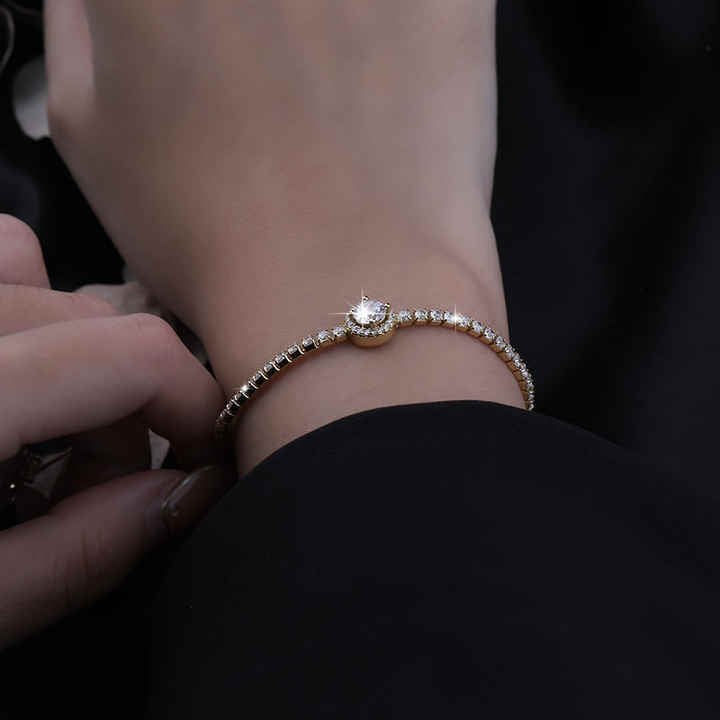 Pulsera Tennis con Centro Halo en Plata 925 y Zirconias Cúbicas - Aurora Boré