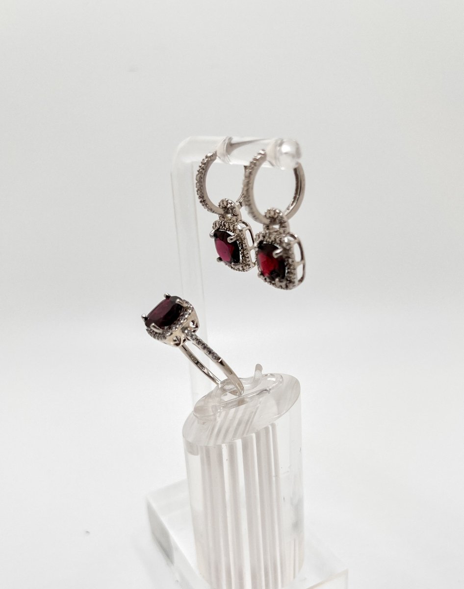Set de Aretes y Anillo piedra estilo cuadrado - Aurora Boré