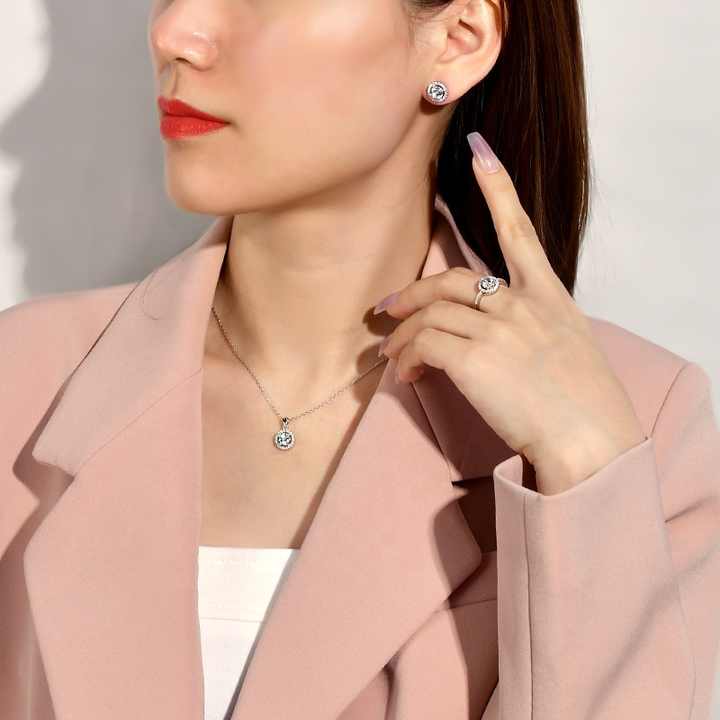 Set de Joyería Halo en Plata 925 con Zirconias Cúbicas - Aurora Boré