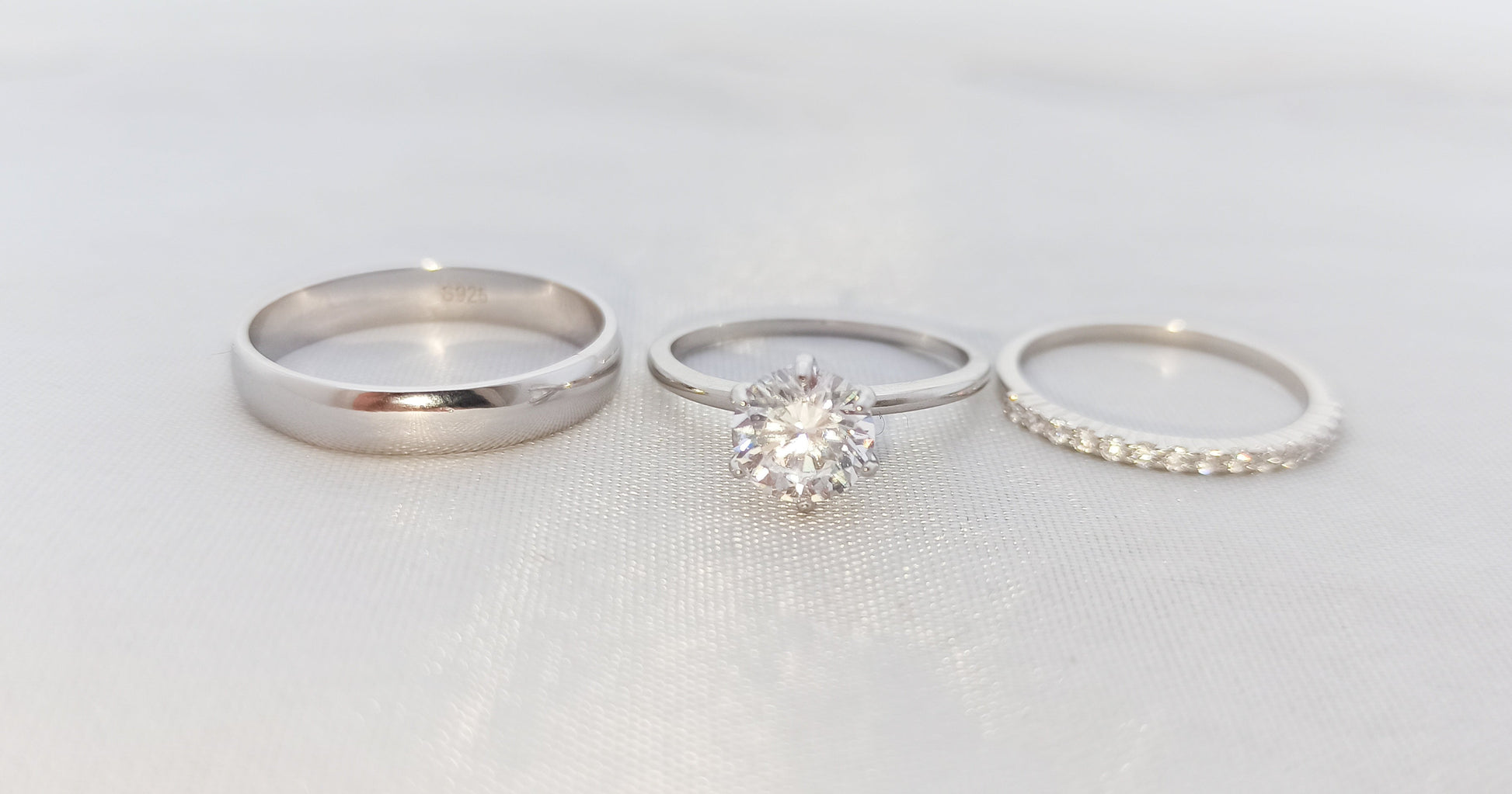 Trío de Anillos Clásico de matrimonio en Plata 925 - Aurora Boré