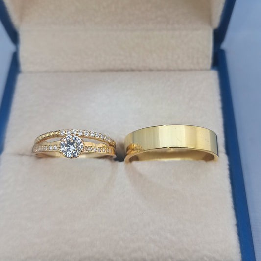 Trío de anillos de material Plata 925 con baño de Oro - Aurora Boré