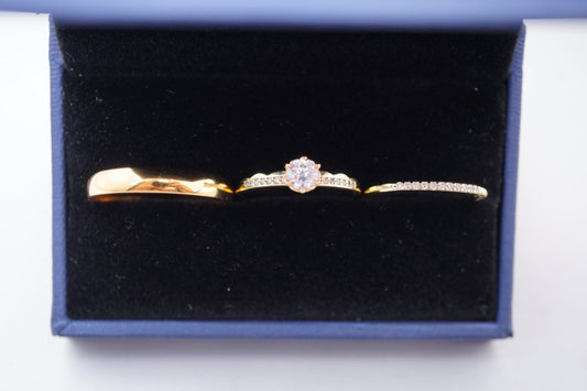 Trío de anillos de Plata 925 con baño de Oro y zirconias - Aurora Boré
