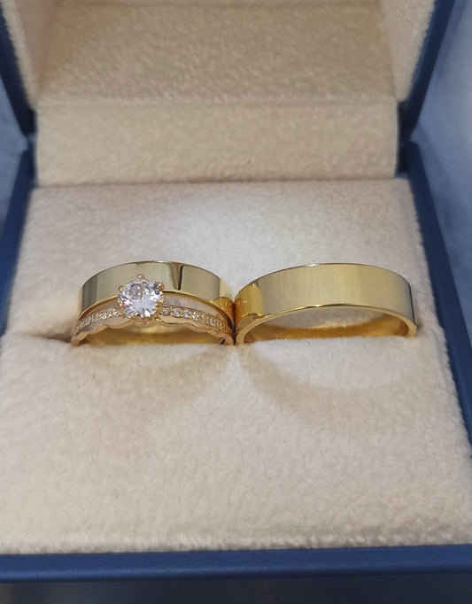 Trío de Matrimonio, Unión perfecta de la plata 925 y el baño de oro en nuestro exclusivo - Aurora Boré