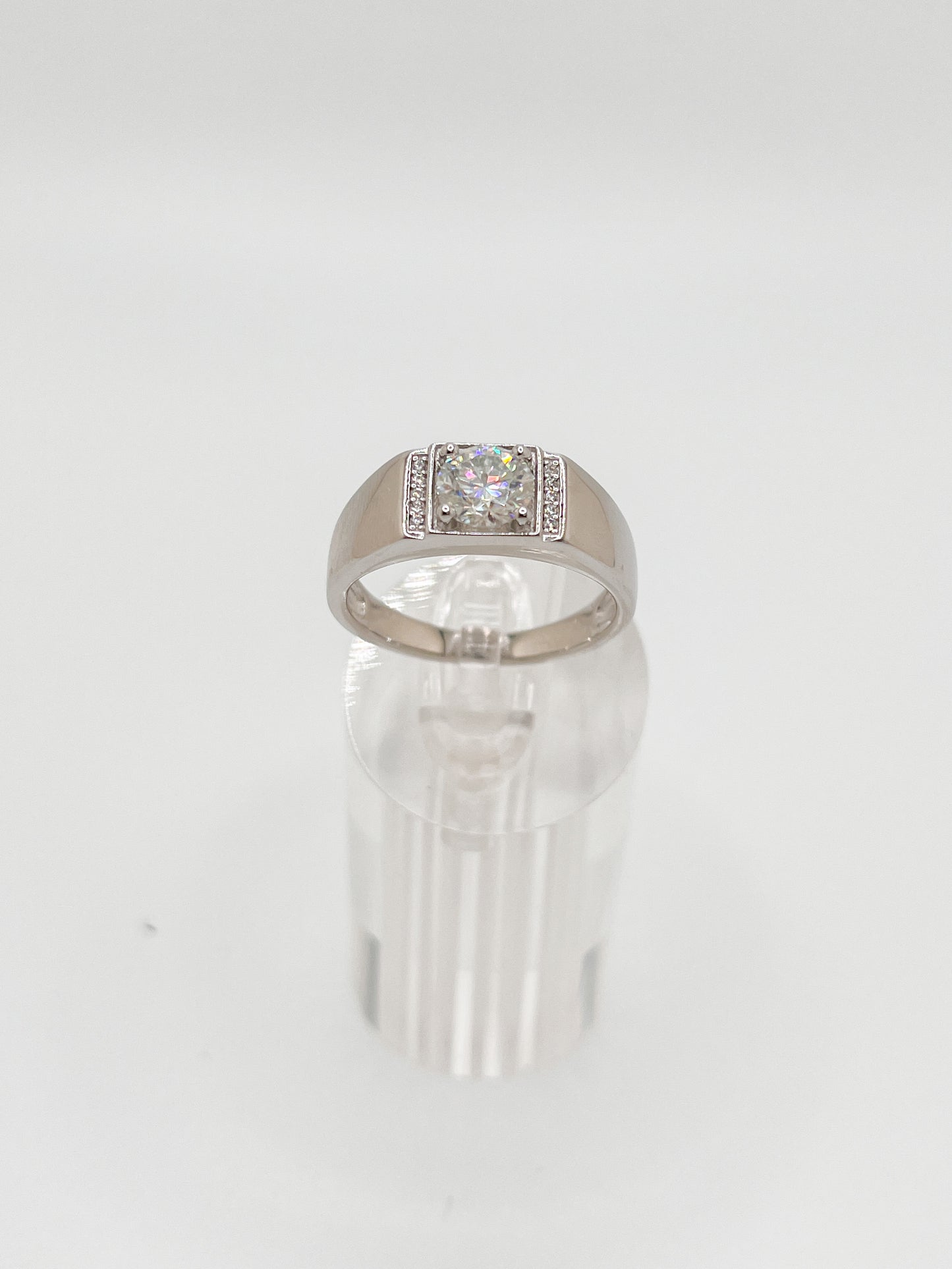 Anillo con Moissanite de joyería de plata de ley 925, diseñados para caballero