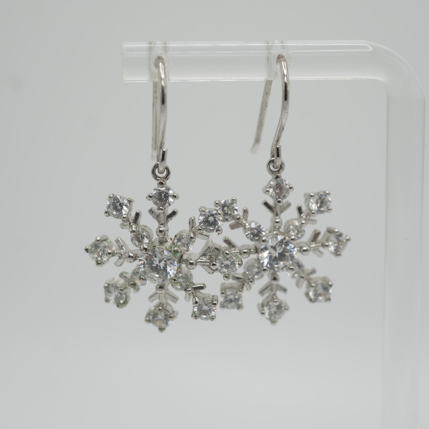Aretes Copo de Nieve en Plata 925 y Zirconias
