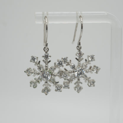 Aretes Copo de Nieve en Plata 925 y Zirconias