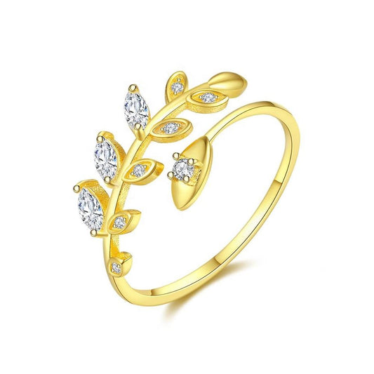 Anillo “Corona de Olivo” en Plata 925 con Zirconias