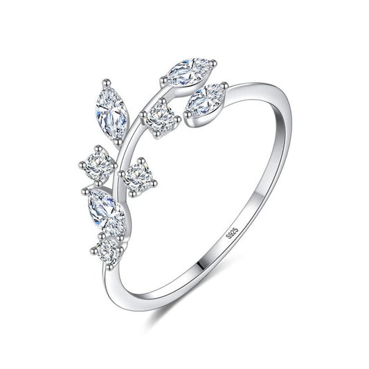Anillo “Corona de Olivo” en Plata 925 con Zirconias