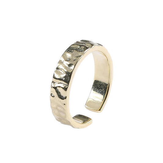 Anillo Argolla Ajustable, Estilo Antiguo de Plata de Ley 925 con Baño de Oro 18K - Aurora Boré