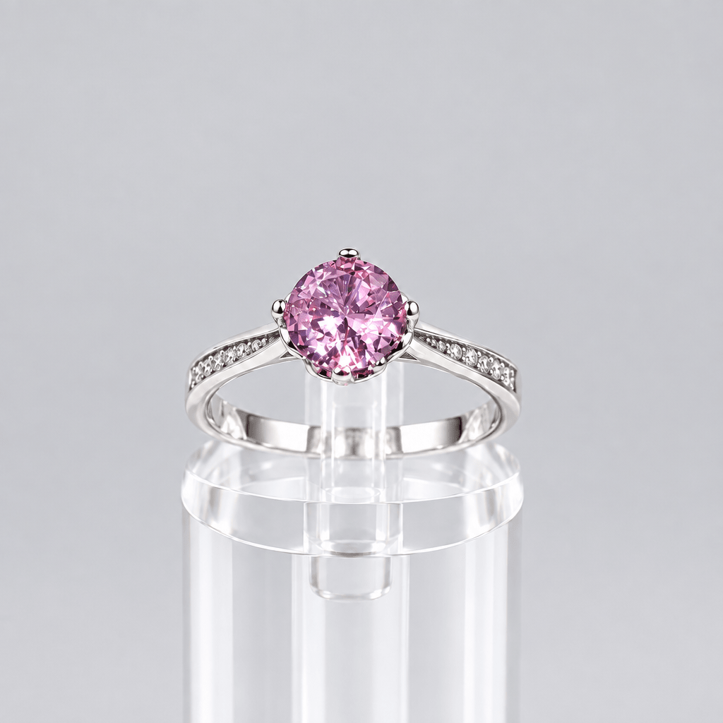 Anillo "Aurora Rosé" en Plata 925 con Piedra Rosa y Baño de Rodio