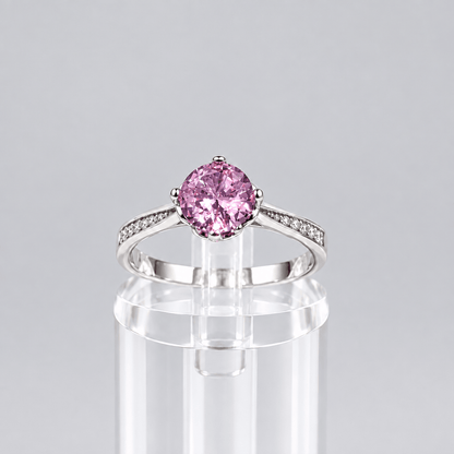 Anillo "Aurora Rosé" en Plata 925 con Piedra Rosa y Baño de Rodio