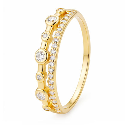 Anillo Banda doble de 1.3 mm – Plata 925 Baño de Oro 18K