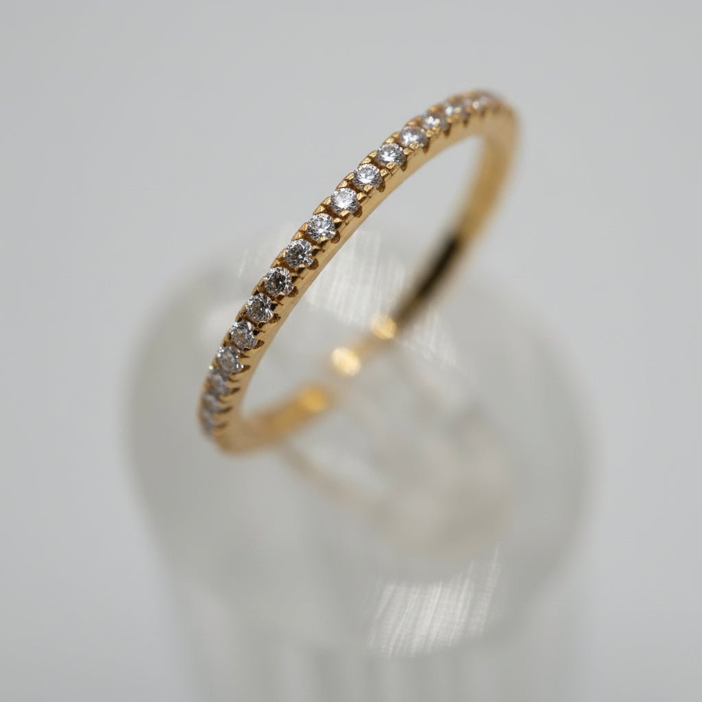 Anillo Banda "Dorada de Brillo" en Plata 925 con baño de Oro 18K