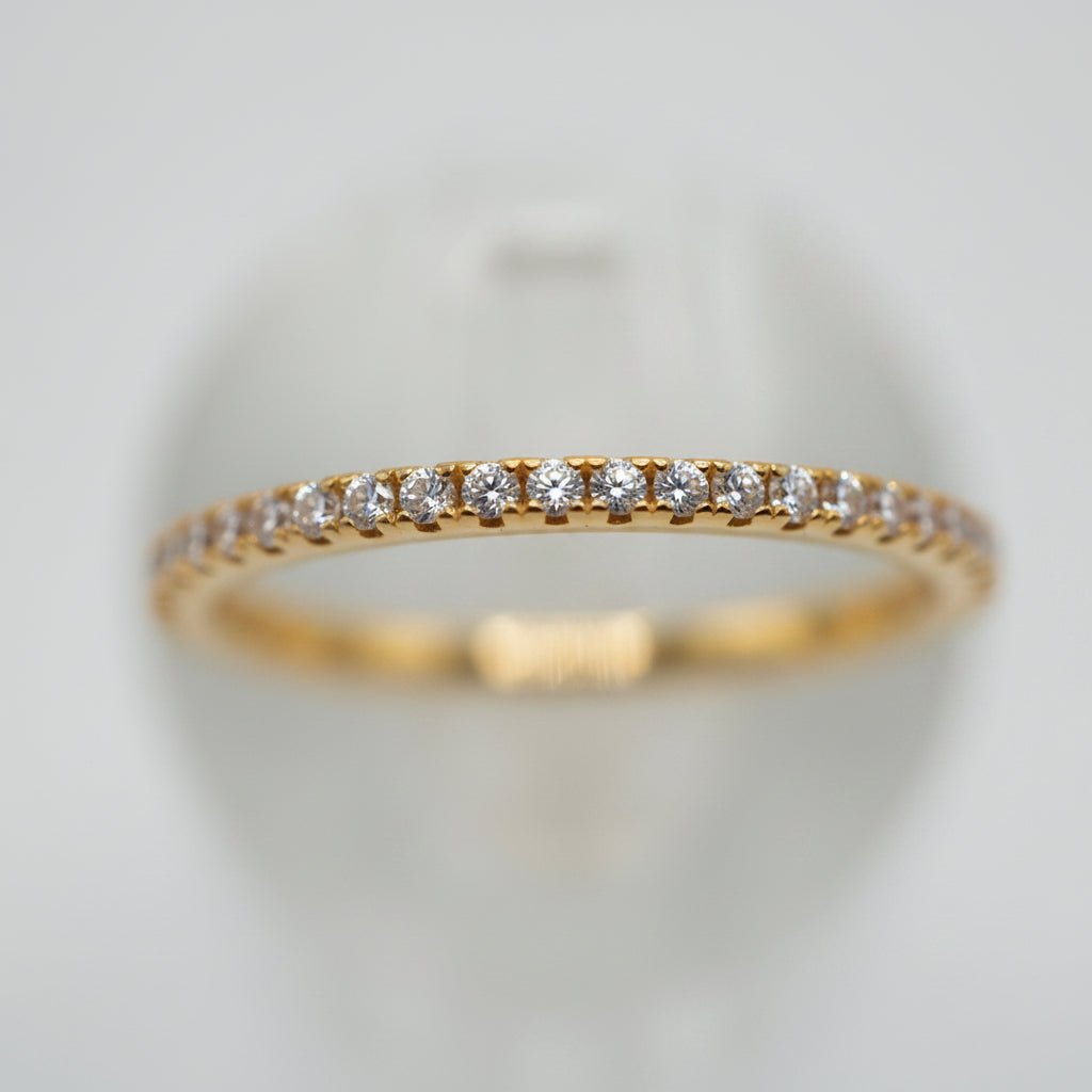 Anillo Banda "Dorada de Brillo" en Plata 925 con baño de Oro 18K