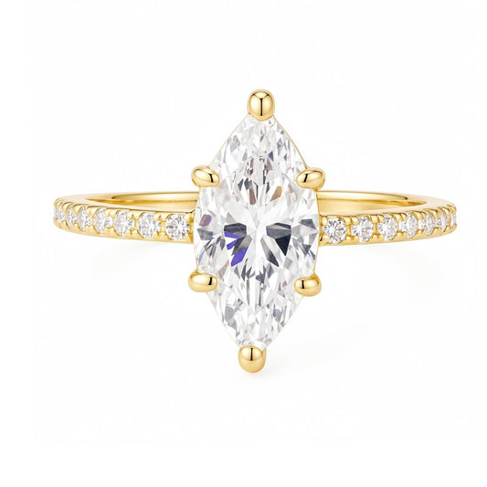 Anillo Clásico corte Marquesa – Plata 925 Baño de Oro 18K