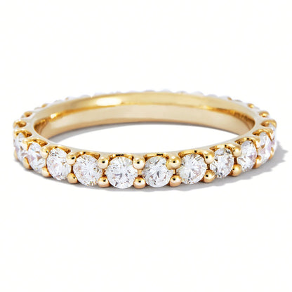 Anillo con Piedra 2.25 mm, Banda 2.6 mm – Plata 925 Baño de Oro 18K