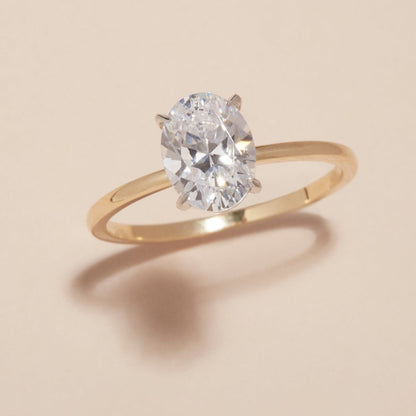 Anillo con Piedra 6x8 mm, Banda 1.5 mm – Plata 925 Baño de Oro 18K