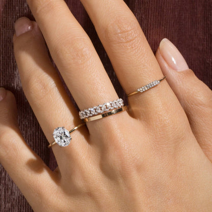 Anillo con Piedra 6x8 mm, Banda 1.5 mm – Plata 925 Baño de Oro 18K