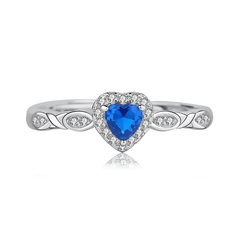 Anillo con zirconía azul: encanto delicado y elegante. Plata de ley 925, lujosa simetría, brillo celestial de la zirconía - Aurora Boré