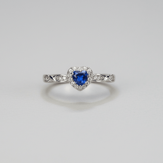 💙 Anillo “Corazón de Zafiro” – Plata 925 con Zirconia Azul