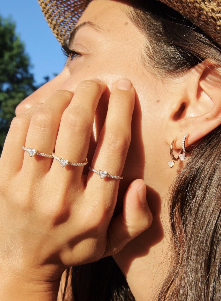 Anillo "Corazón Dorado Radiante" en Plata 925 con baño de Oro 18K