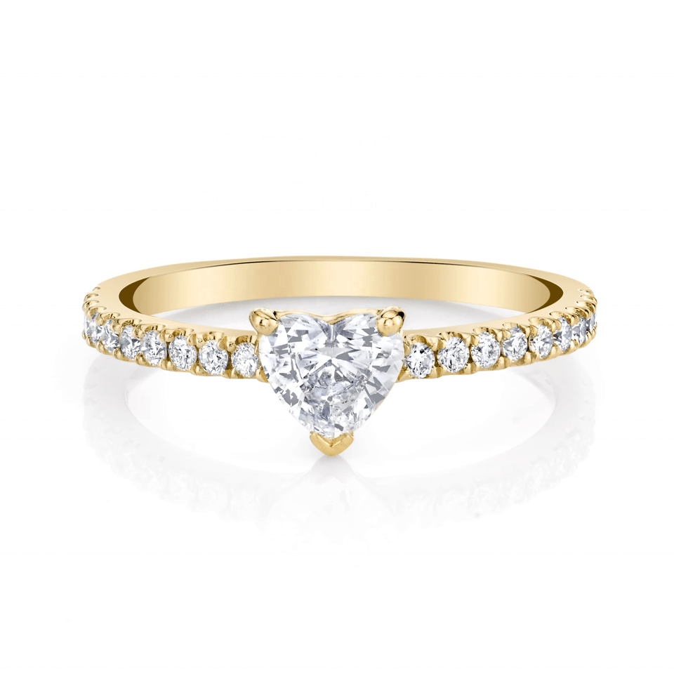 Anillo "Corazón Dorado Radiante" en Plata 925 con baño de Oro 18K