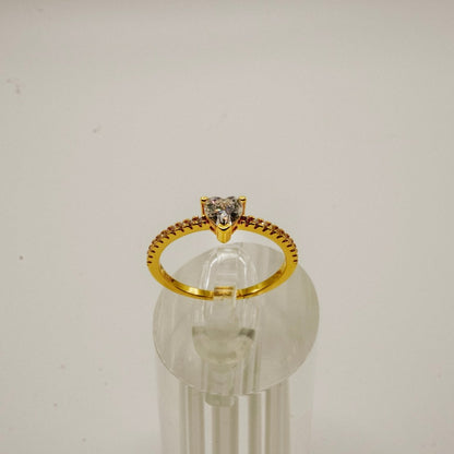 Anillo "Corazón Dorado Radiante" en Plata 925 con baño de Oro 18K