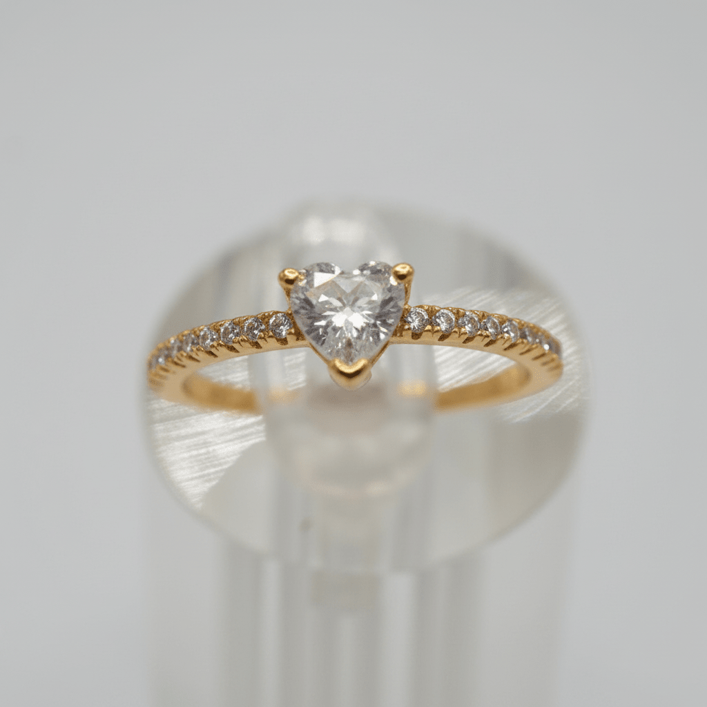 Anillo Corazón en Plata 925 con Baño de Oro 18K