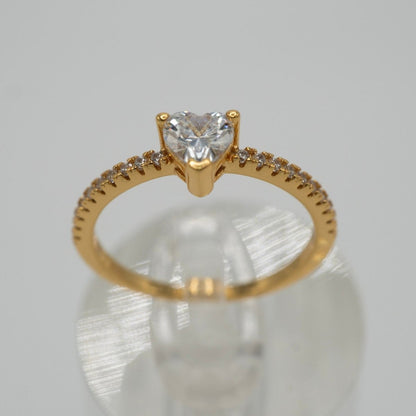 Anillo Corazón en Plata 925 con Baño de Oro 18K