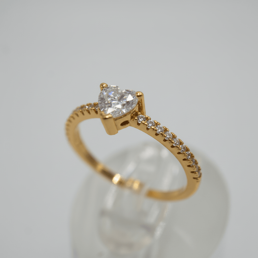 Anillo Corazón en Plata 925 con Baño de Oro 18K