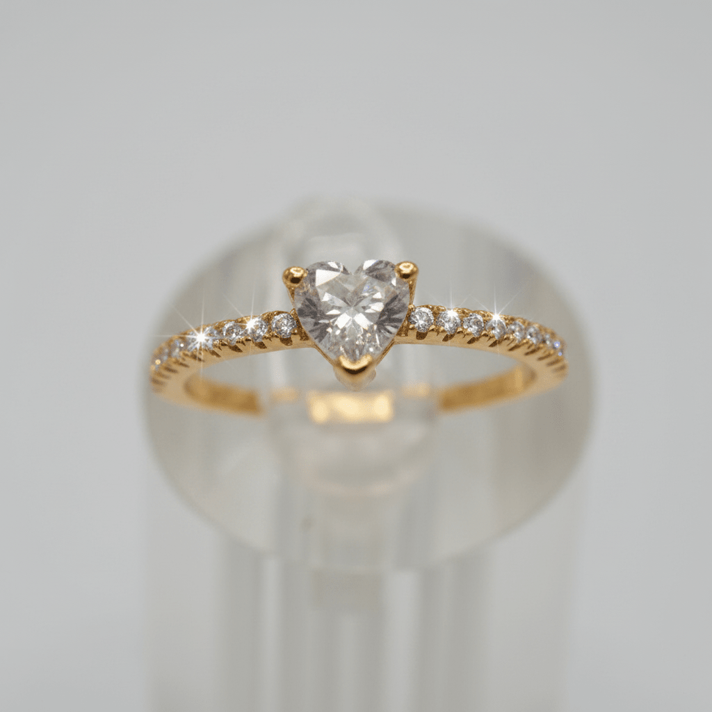 Anillo Corazón en Plata 925 con Baño de Oro 18K