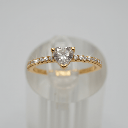 Anillo Corazón en Plata 925 con Baño de Oro 18K