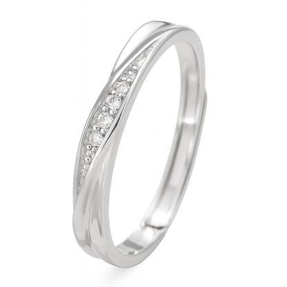 Anillo Dama Línea de Brillo– Plata 925 Ajustable con Zirconias