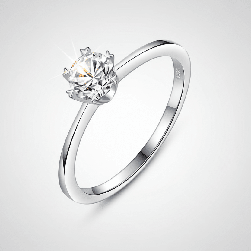 Anillo "Destello de Amor" en Plata 925 con Moissanite de 5 mm