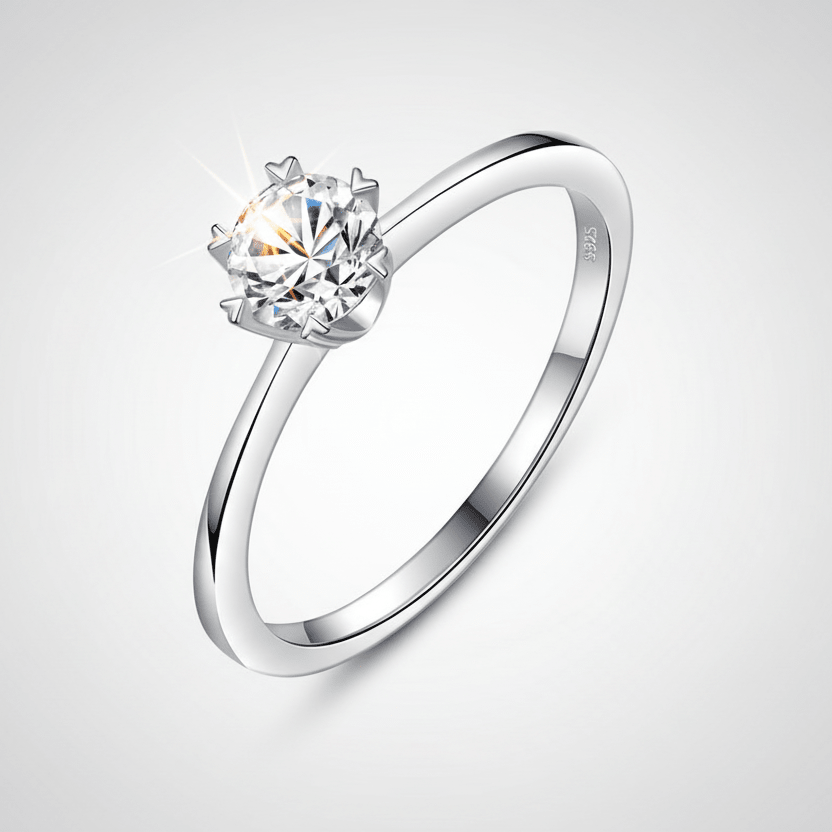 Anillo "Destello de Amor" en Plata 925 con Moissanite de 5 mm