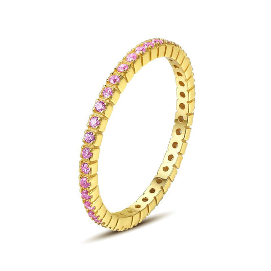 Anillo eternidad de plata 925 con circonitas color rosa