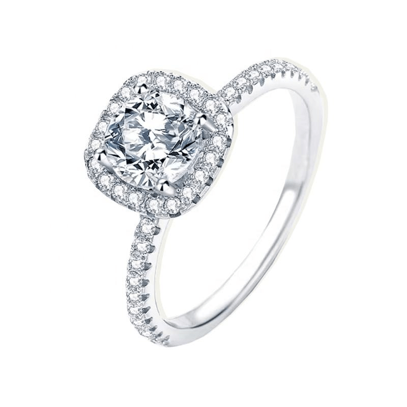 Anillo Halo Brillante en Plata 925 con Moissanite de 6.5 mm