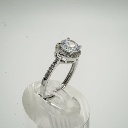 Anillo Halo en Plata 925 con Zirconias Cúbicas