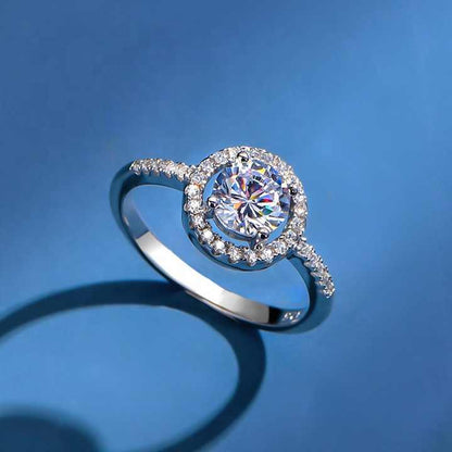 Anillo Halo en Plata 925 con Zirconias Cúbicas - Aurora Boré