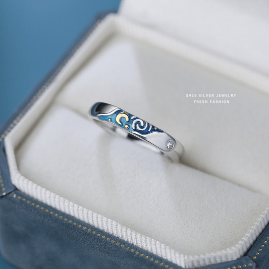 Anillo Noche Estelar – Plata 925 con Esmalte Azul y Zirconia