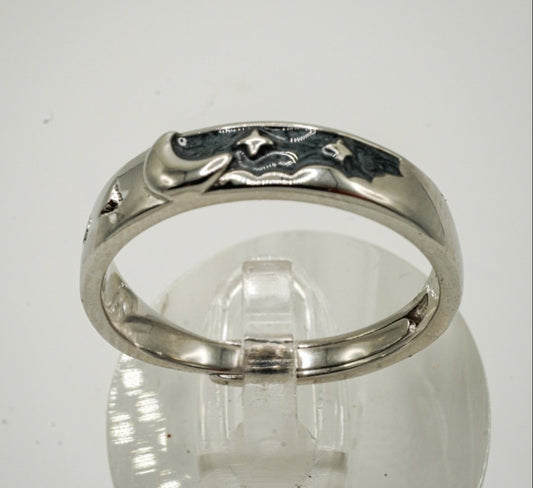 🌙 Anillo “Noche Estrellada” – Plata 925 con esmalte negro