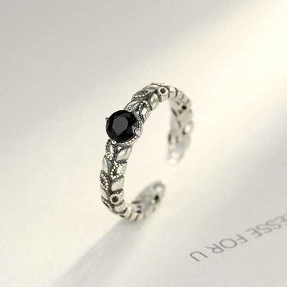 Anillo Nocturno en Plata 925 con Piedra Negra