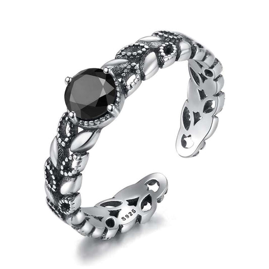 Anillo Nocturno en Plata 925 con Piedra Negra