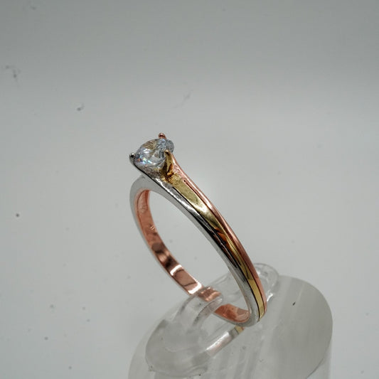 💍 Anillo Solitario "Aurora Tricolor" en Plata 925