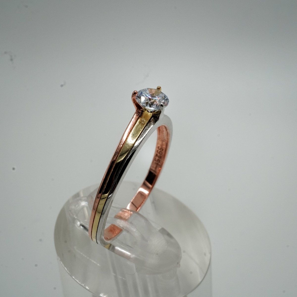 💍 Anillo Solitario "Aurora Tricolor" en Plata 925