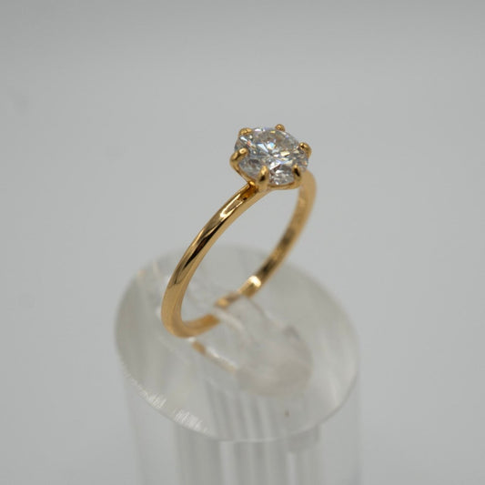 Anillo Solitario de Moissanita en Plata 925 y Baño Oro 18K